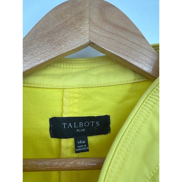 Talbots Plus Womens Yellow military denim Jacket Size 14W Cotton stretch - Picture 4 of 7